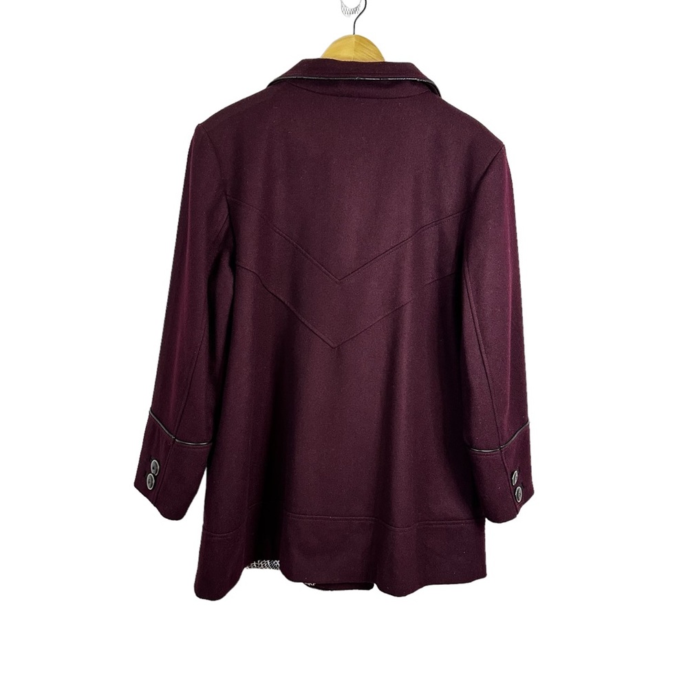 Marcona Women’s Wool Blend Winter Jacket Burgundy Single Breasted Pockets - Picture 2 of 14